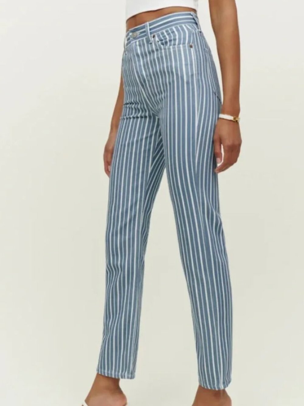 Reformation Cynthia Striped High Rise Straight Jeans - Size 26